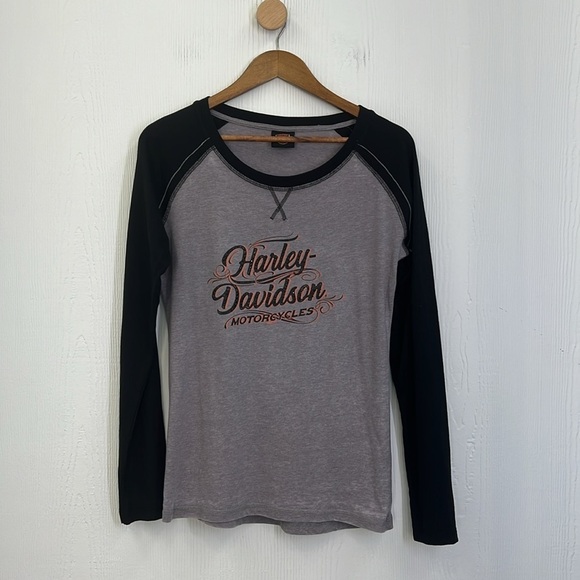 Harley Davidson - Sparkly HD Logo Soft Light Long Sleeve Urbana IL Shirt Medium - Picture 6 of 10